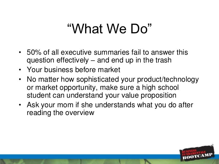creating an effective business plan executive summary