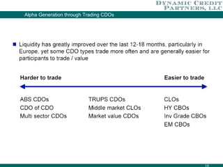 Alpha Generation through Trading CDOs 