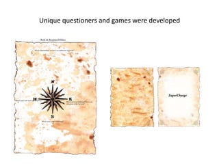 Unique questioners and games were developed
 