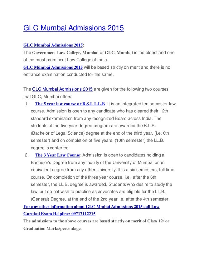 Glc mumbai admissions 2015