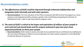 Presentation at the 95th Governing Board meeting  : CRP-GLDC Performance Management Review by CGIAR Advisory Services (CAS) & Recommendations