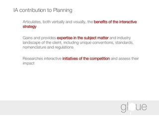IA contribution to Planning Articulates, both verbally and visually, the  benefits of the interactive strategy Gains and p...