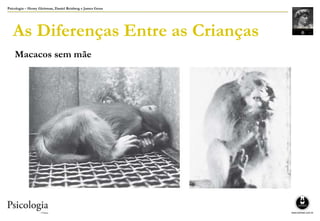 Psicologia – Henry Gleitman, Daniel Reisberg e James Gross
As Diferenças Entre as Crianças
Macacos sem mãe
 