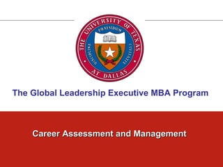 The Global Leadership Executive MBA Program



    Career Assessment and Management

                     Global Leadership Executive MBA Program
 