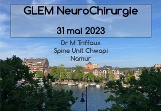 GLEM NeuroChirurgie
31 mai 2023
Dr M Triffaux
Spine Unit Chwapi
Namur
1
 