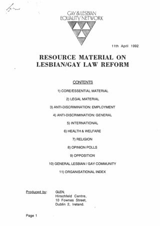 Glen 1992 gay law reform reference material