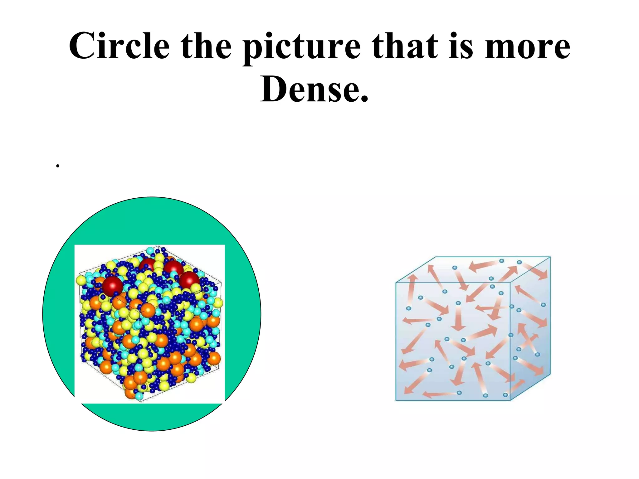 Circle the picture that is more Dense.  . 