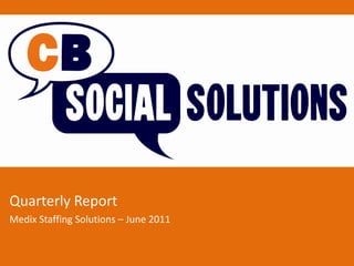 Quarterly Report
Medix Staffing Solutions – June 2011
 