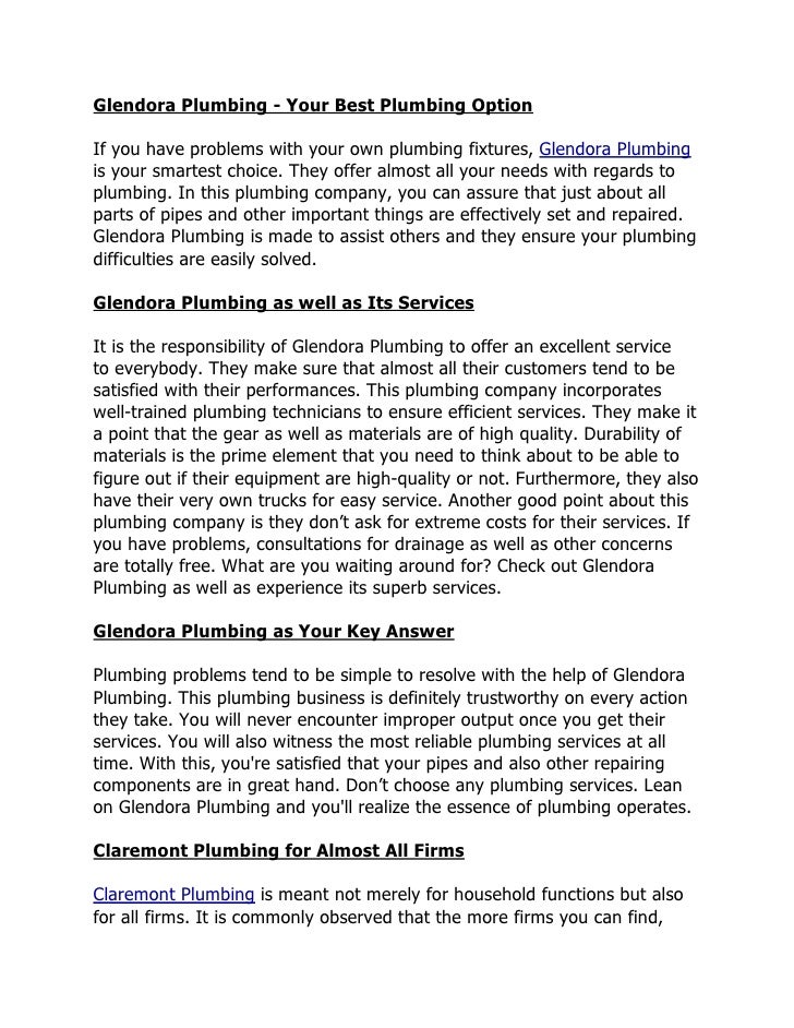 Glendora Plumbing Your Best Plumbing Option