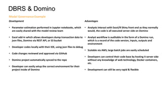DBRS & Domino
Model Governance Example
Development
• Parameter estimation performed in Jupyter notebooks, which
are easily...
