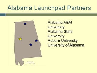 Alabama Launchpad PartnersAlabama A&M UniversityAlabama State UniversityAuburn UniversityUniversity of Alabama