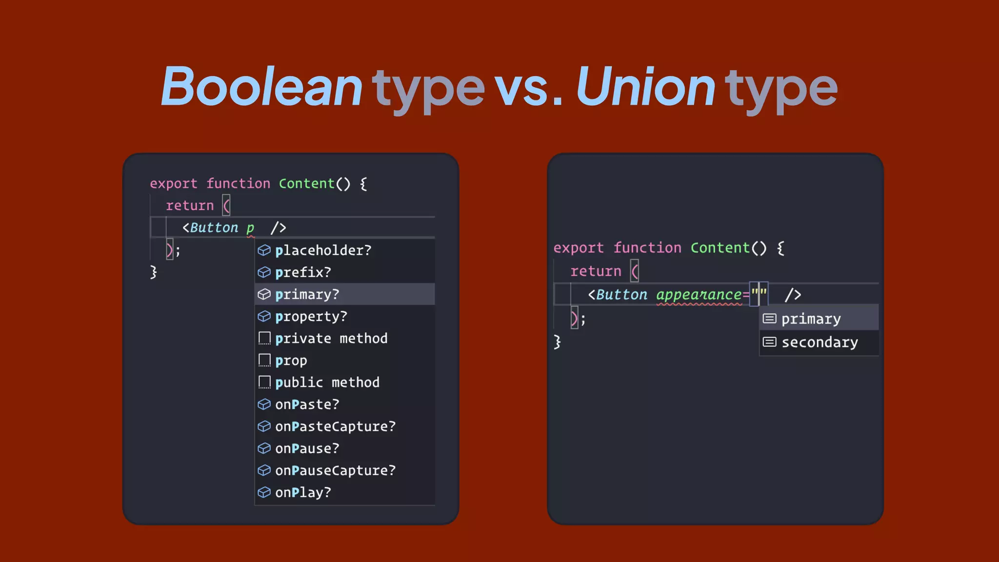 Booleantypevs.Uniontype
 