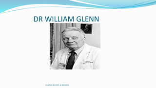 DR WILLIAM GLENN 
GLENN SHUNT-A REVIEW 
 