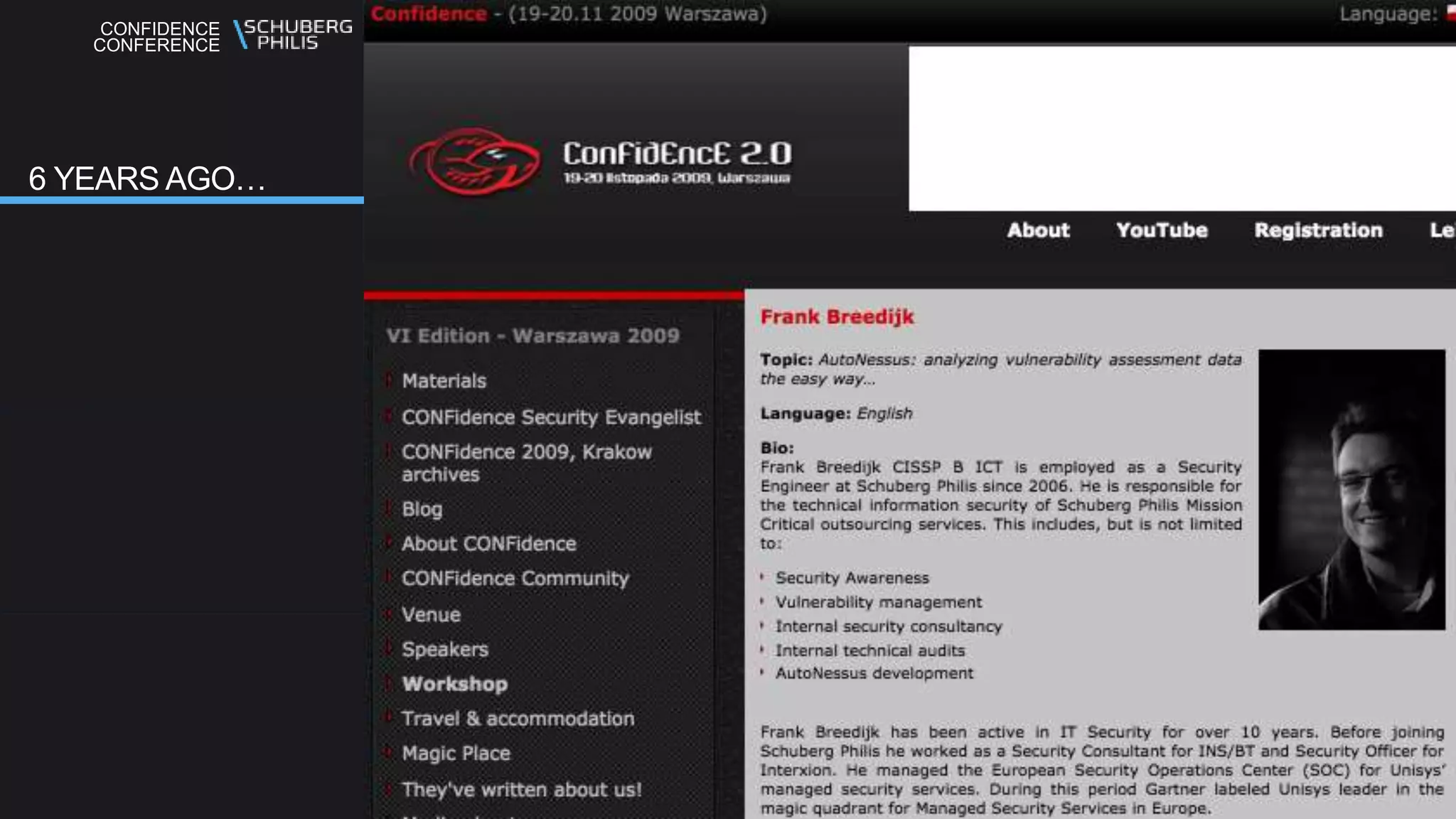 CONFIDENCE
CONFERENCE
6 YEARS AGO…
 