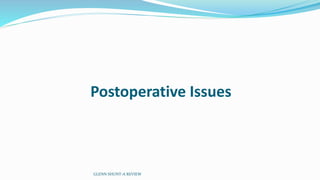 Postoperative Issues
GLENN SHUNT-A REVIEW
 
