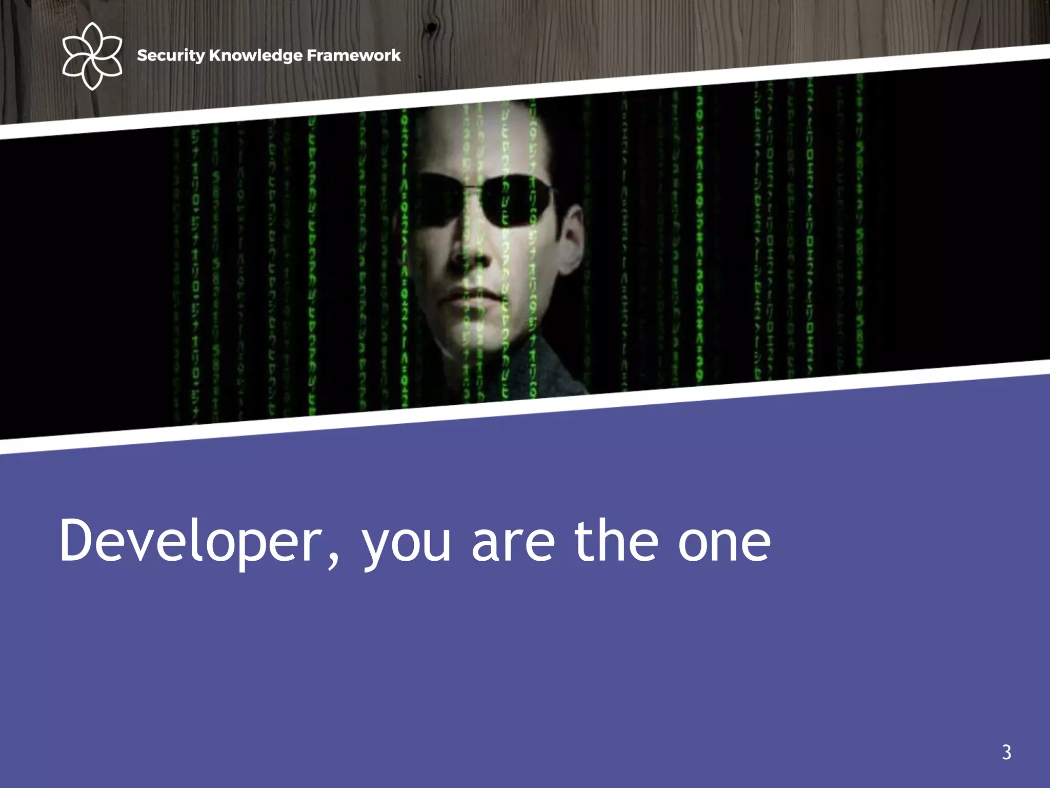 Agenda
• Why?
• Software (AND Security) development life cycle
3
Developer, you are the one
3
 