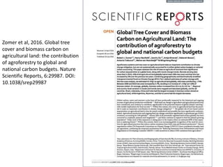 Zomer et al, 2016. Global tree
cover and biomass carbon on
agricultural land: the contribution
of agroforestry to global a...