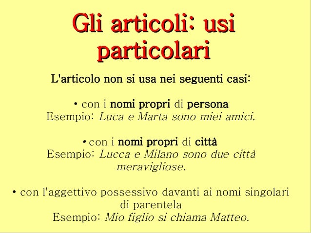 Quando Si Usa Un Con L'apostrofo Gli articoli in italiano