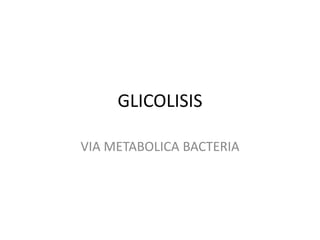 GLICOLISIS
VIA METABOLICA BACTERIA
 