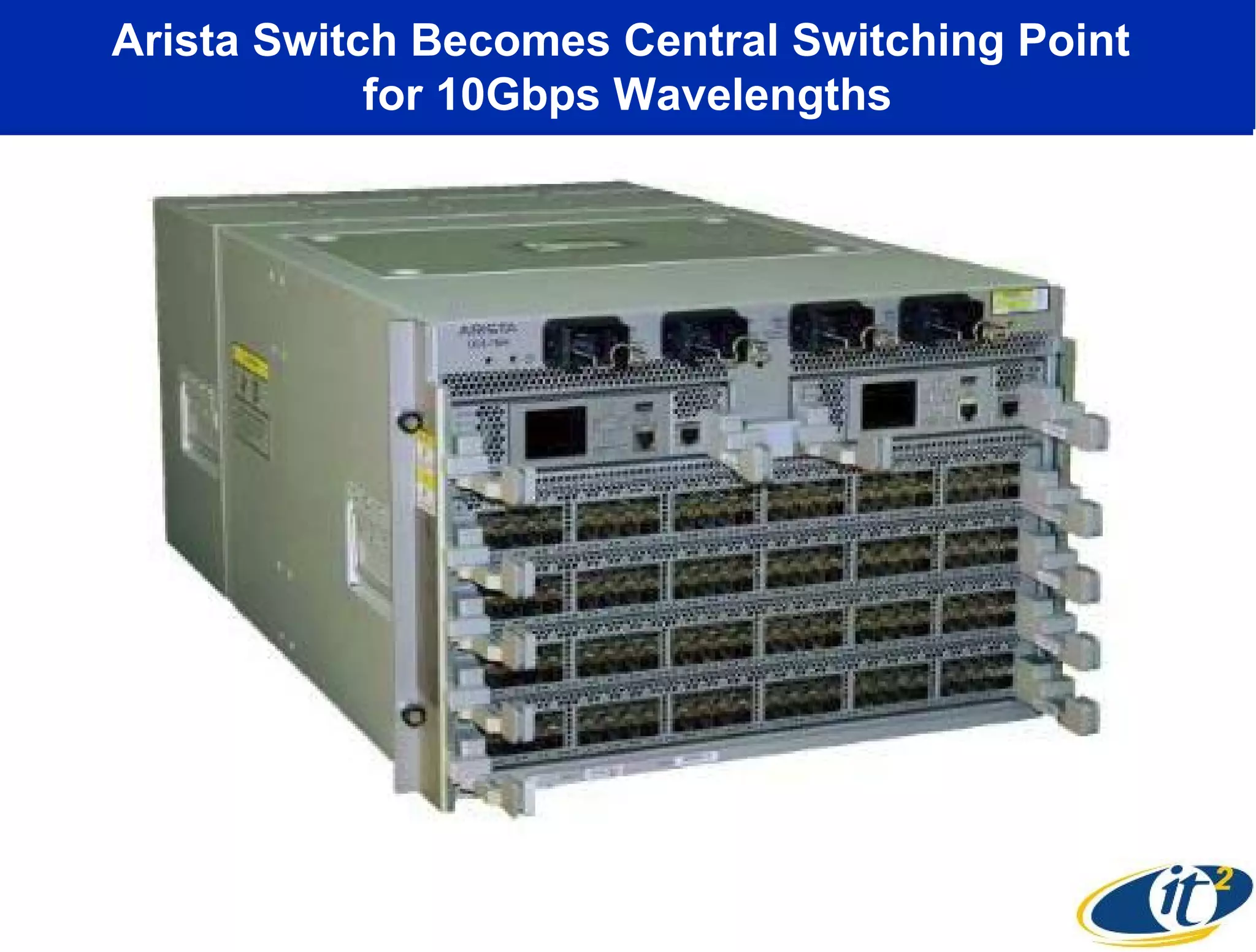 Arista Switch Becomes Central Switching Point
            for 10Gbps Wavelengths
 