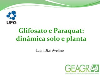 Glifosato e Paraquat:
dinâmica solo e planta
Luan Dias Avelino
 