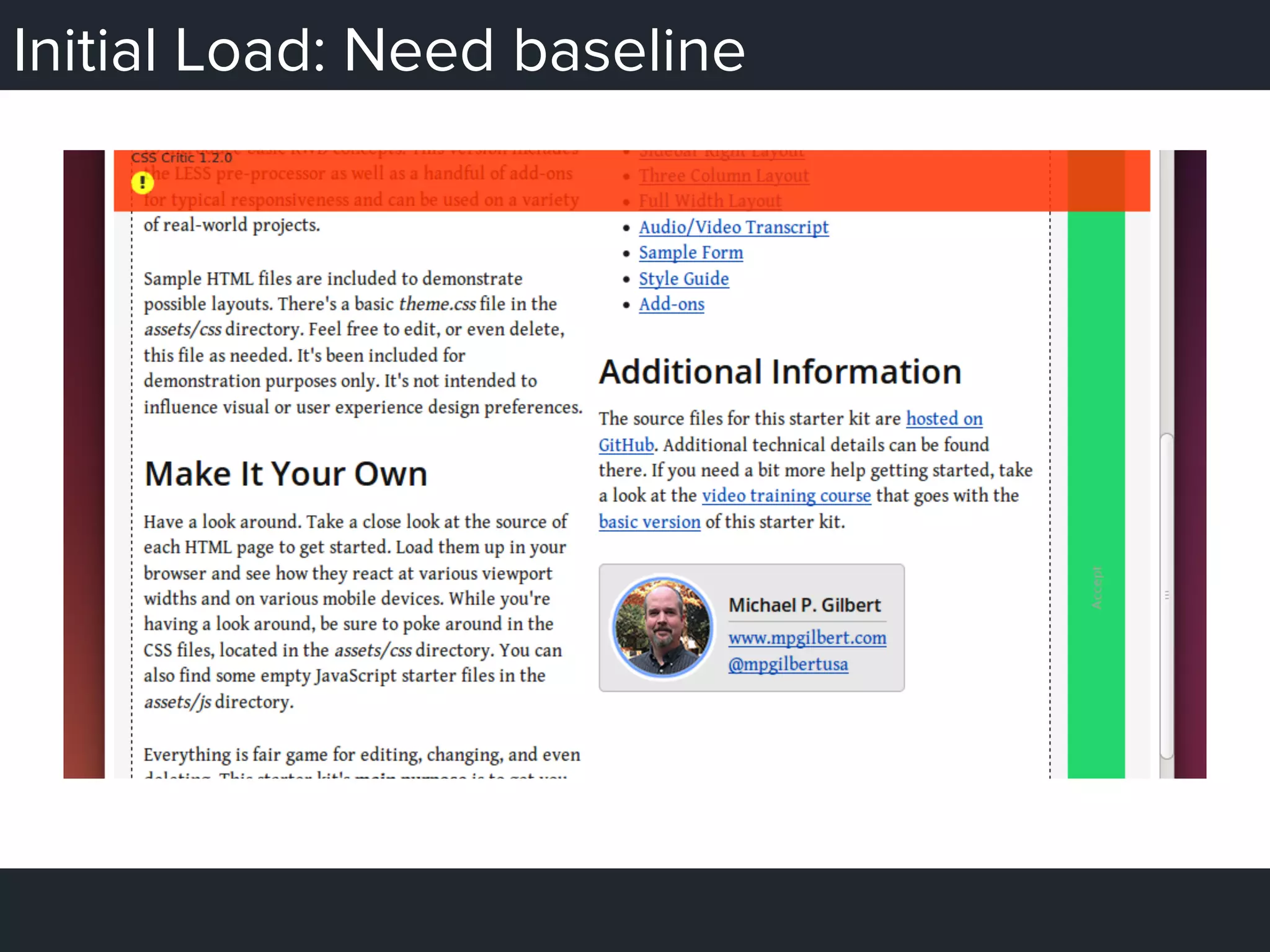 Initial Load: Need baseline
 