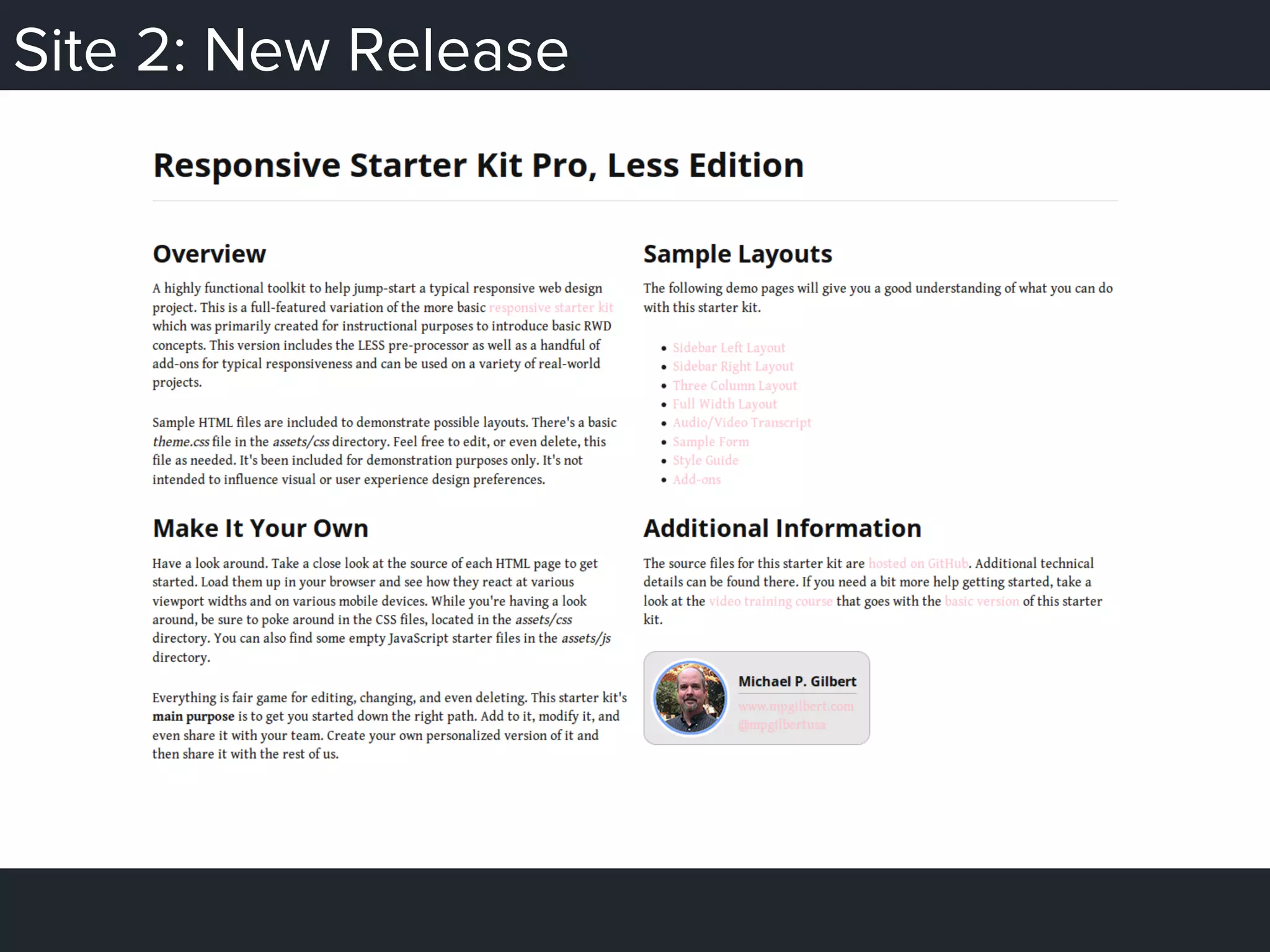 Site 2: New Release
 