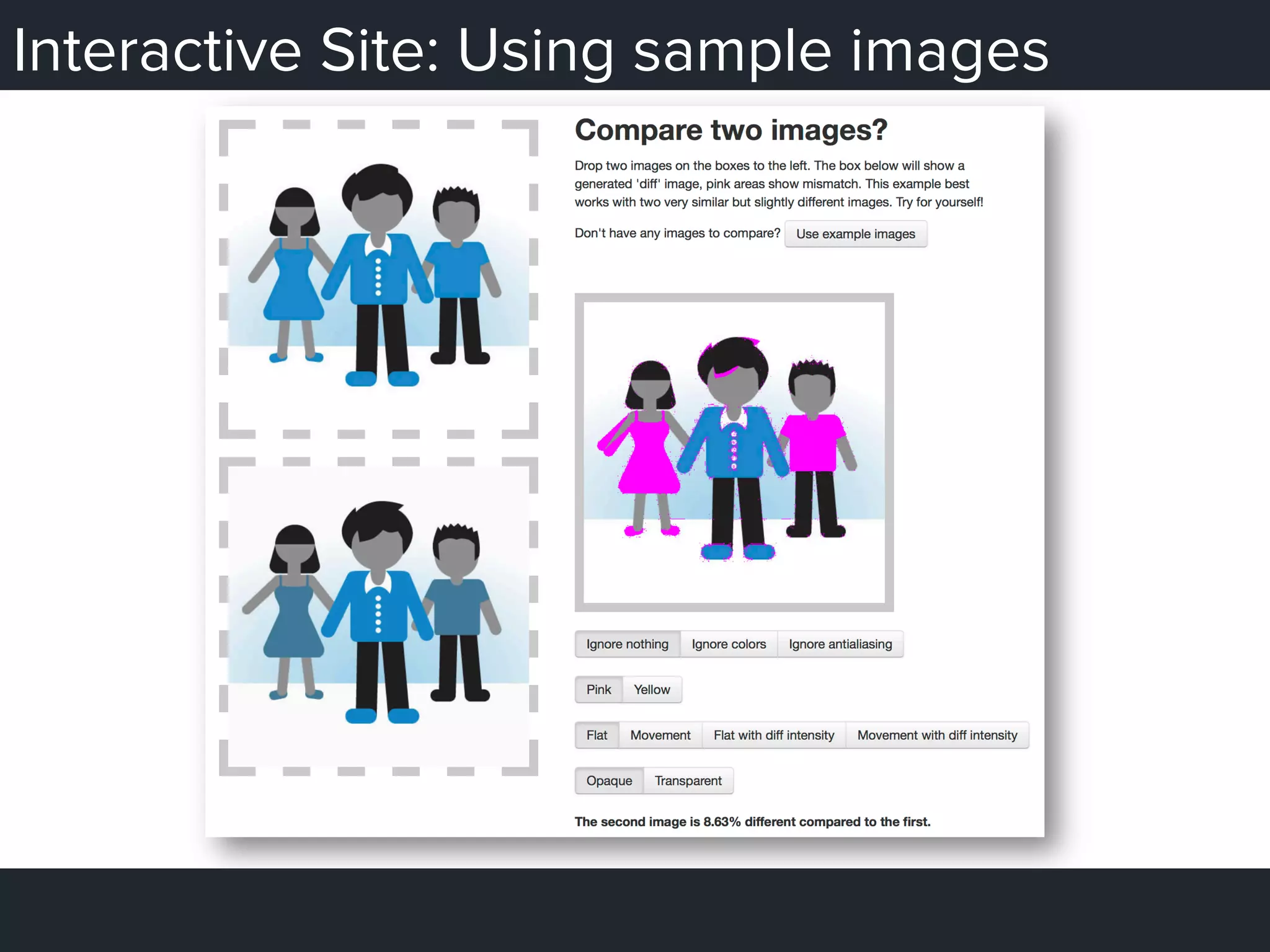 Interactive Site: Using sample images
 