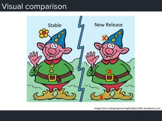 Visual comparison
Stable	
   New	
  Release	
  
x
x
x
Image	
  from	
  scalingengineeringfordigital.ﬁles.wordpress.com	
  
 