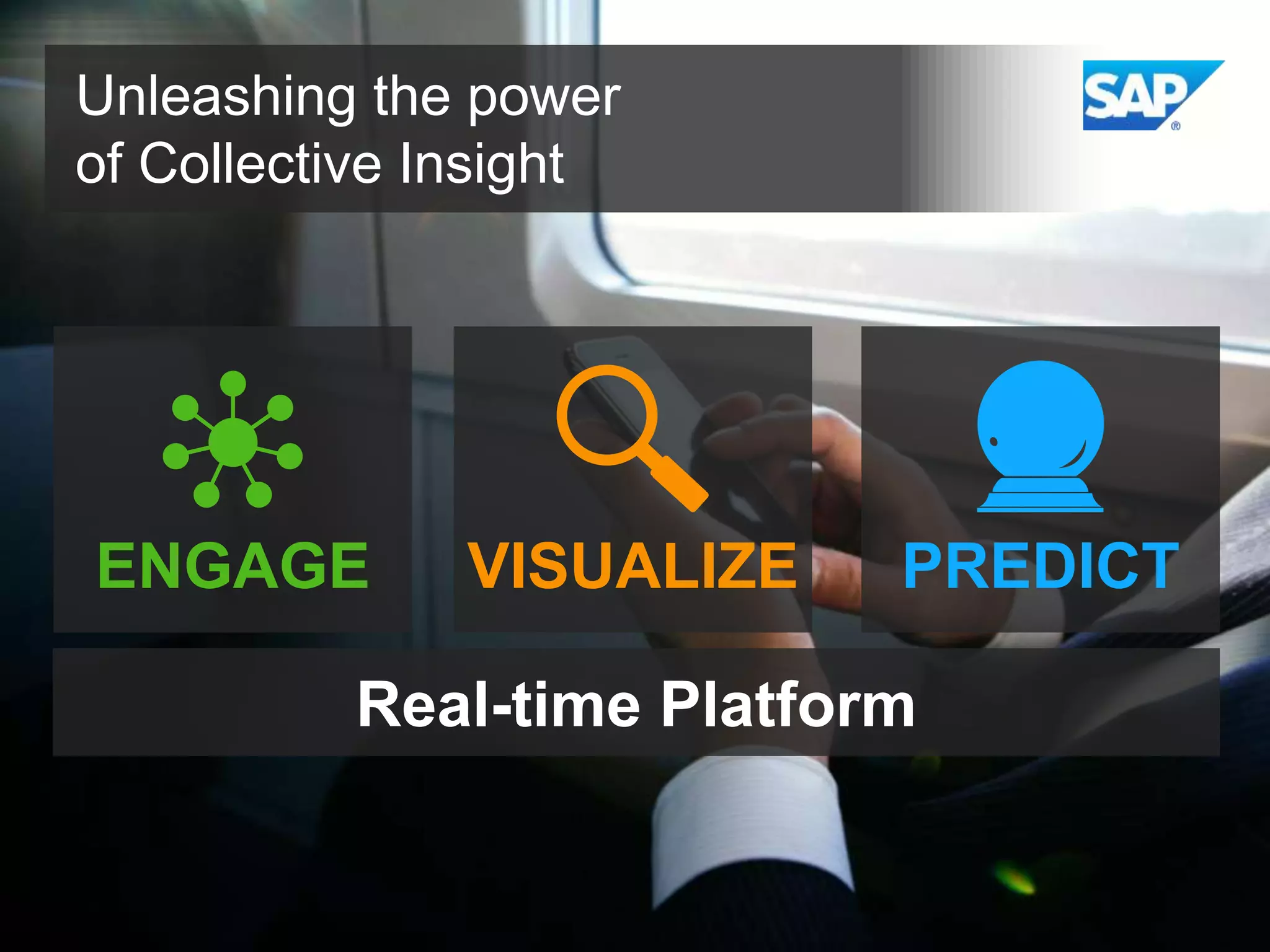 Unleashing the power
of Collective Insight

ENGAGE

VISUALIZE

PREDICT

Real-time Platform

 