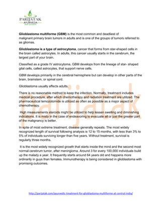 Glioblastoma Multiforme Treatment | Parijatak | PDF