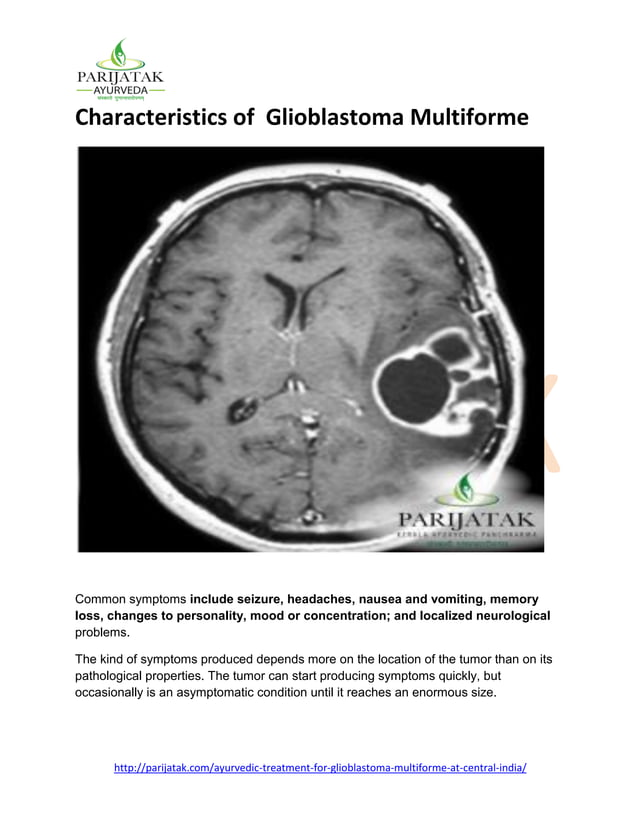 Glioblastoma Multiforme Treatment | Parijatak | PDF | Cancer | Diseases ...