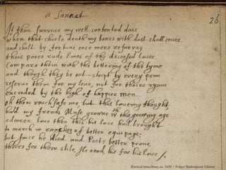 Poetical miscellany, ca. 1650 / Folger Shakespeare Library
 