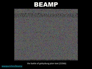 BEAMP
wayspurrchen/beamp
the battle of gettysburg plain text (215kb)
 