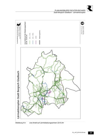 69
PLANUNGSBUERO RICHTER-RICHARD
Stadt Bergisch Gladbach - Lärmaktionsplan
GL_LAP_2014-02-25.doc
Abbildung 9.4: Lkw-Anteil auf Lärmbelastungsachsen 22-6 Uhr
 