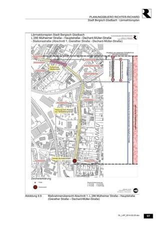 97
PLANUNGSBUERO RICHTER-RICHARD
Stadt Bergisch Gladbach - Lärmaktionsplan
GL_LAP_2014-02-25.doc
Abbildung 9.9: Maßnahmenübersicht Abschnitt 1, L 286 Mülheimer Straße - Hauptstraße
(Gierather Straße – Dechant-Müller-Straße)
 