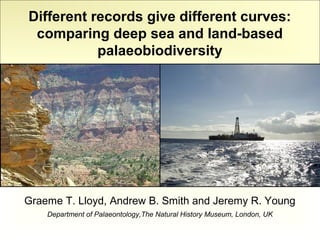 Different records give different curves:
 comparing deep sea and land-based
           palaeobiodiversity




Graeme T. Lloyd, Andrew B. Smith and Jeremy R. Young
    Department of Palaeontology,The Natural History Museum, London, UK
 