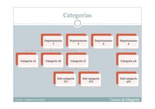 © 2013 – Gugliotti Consulting
Categorias
Departamento
1
Categoria 1A Categoria 1B Categoria 1C
Sub-categoria
1C1
Sub-categoria
1C2
Departamento
2
Departamento
3
Departamento
4
Categoria 4A
Sub-categoria
4A1
 