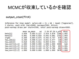 MCMCが収束しているかを確認
output_stan(fit4)
 