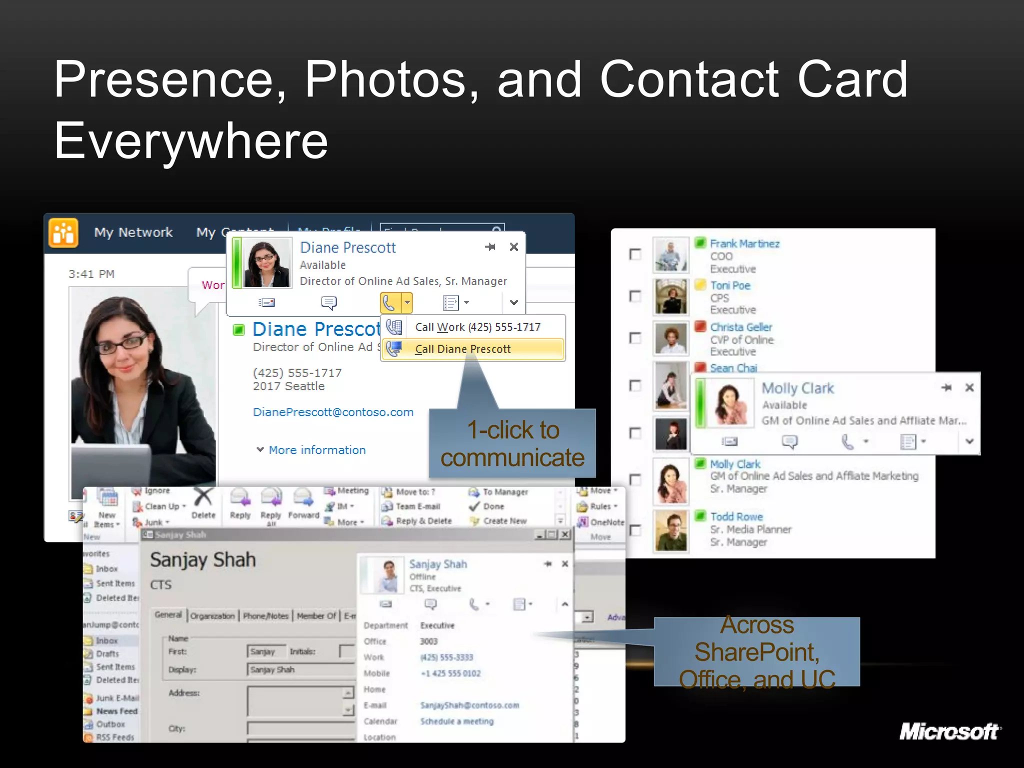 Presence, Photos, and Contact Card
Everywhere
 