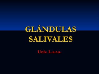 GLÁNDULAS
SALIVALES
Univ. L.a.r.a.

 