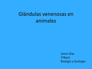 Glándulas venenosas en
animales

Jaime Díaz
1ºBach
Biología y Geología

 