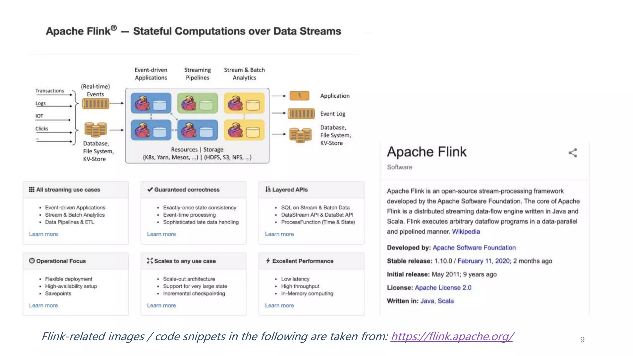 Flink-related images / code snippets in the following are taken from: https://flink.apache.org/ 9
 