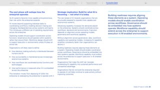 The next phase will reshape how the
enterprise operates
As AI systems become more capable and autonomous,
their role within the enterprise expands.
AI moves beyond supporting individual tasks to
coordinating workflows, enabling decision-making and
managing interdependencies across systems and teams.
This introduces a different set of operating requirements
across the enterprise.
Operating models should support coordination across
functions. Governance should operate within systems
rather than around them. Workforce design should shift
to support execution in environments where AI plays an
active role.
Organizations will likely need to define:
•	
How decision-making authority is distributed between
humans and AI
•	
How accountability is maintained across increasingly
autonomous systems
•	
How workflows are coordinated across functions and
technologies
•	
How performance is measured when AI is embedded
across the enterprise
This transition moves from deploying AI within the
enterprise to redesigning the enterprise to operate with it.
Strategic implication: Build for what AI is
becoming — not what it is today
The next phase of AI rewards organizations that are
structurally prepared to operate more capable and
autonomous systems.
Advancing capability increases the demands placed
on the enterprise. Systems should coordinate across
workflows, decisions and environments. Execution
depends on alignment across operating models,
governance and workforce capability.
Without alignment across governance, data, workforce
capability and operating models, increasing AI capability
amplifies complexity faster than organizations can
absorb it.
Building readiness requires aligning these elements as
a system. Operating models should enable coordination
across workflows. Governance should be embedded into
how systems operate. Workforce capability must extend
across the enterprise to support execution in AI-enabled
environments.
Organizations that make this shift can translate
accelerating AI capability into sustained performance and
competitive advantage.
Organizations that do not build the enterprise required
to operate AI will likely continue to scale activity without
improving outcomes.
Building readiness requires aligning
these elements as a system. Operating
models should enable coordination
across workflows. Governance should
be embedded into how systems
operate. Workforce capability should
extend across the enterprise to support
execution in AI-enabled environments.
Global AI Pulse Q1 2026 | 35
Introduction
Scaling AI is not translating
into enterprise value
The new divide: From deployment
to enterprise-wide orchestration
Why scaling AI breaks
without structural alignment
Scaling AI across regions:
Adapting to divergence
© 2026 Copyright owned by one or more of the KPMG International entities. KPMG International entities provide no services to clients. All rights reserved.
The next phase: Outpace
organizational readiness
 