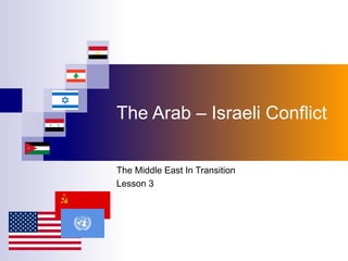 The Arab – Israeli Conflict The Middle East In Transition Lesson 3 