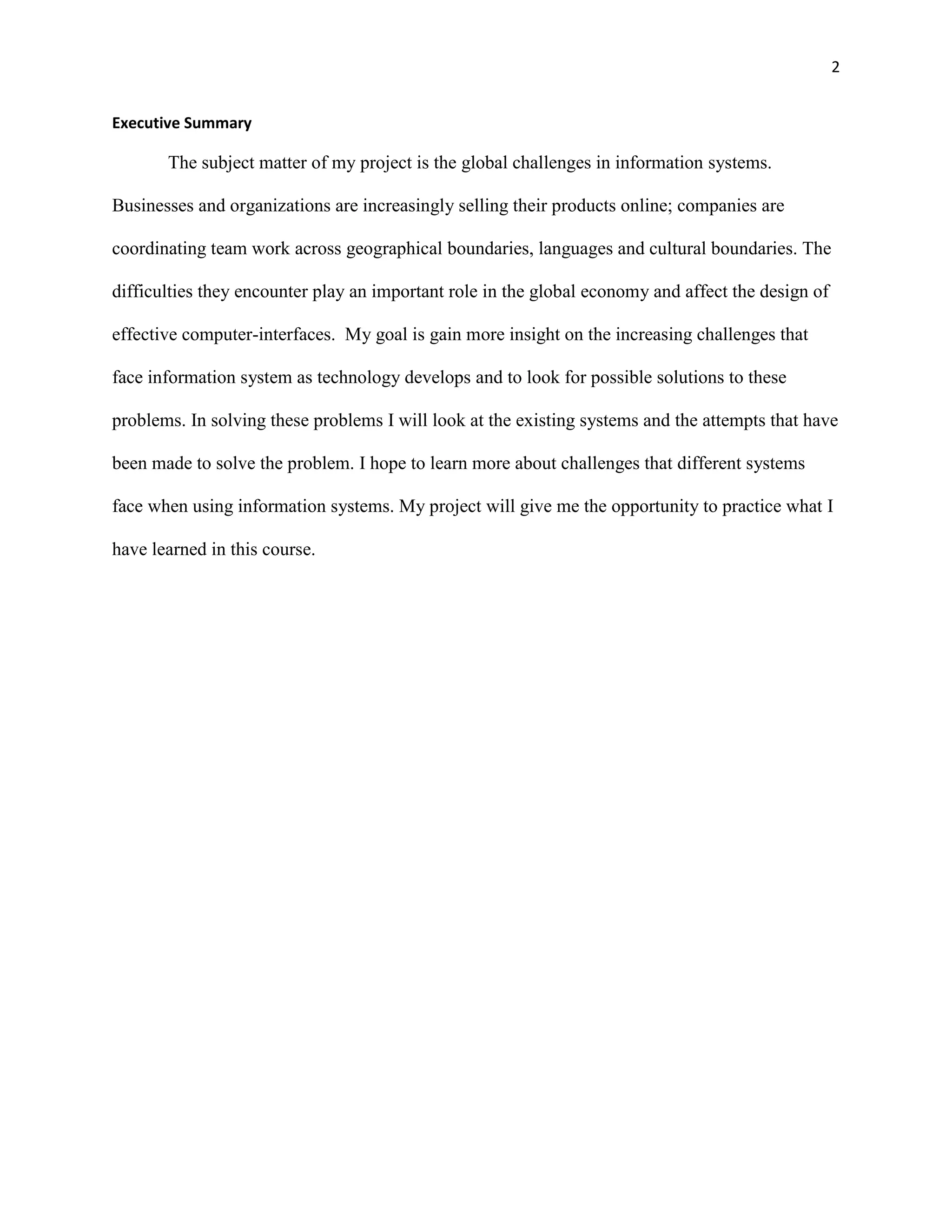 Global challenges in information systems Spring 2009, BIS 221 Mr ...