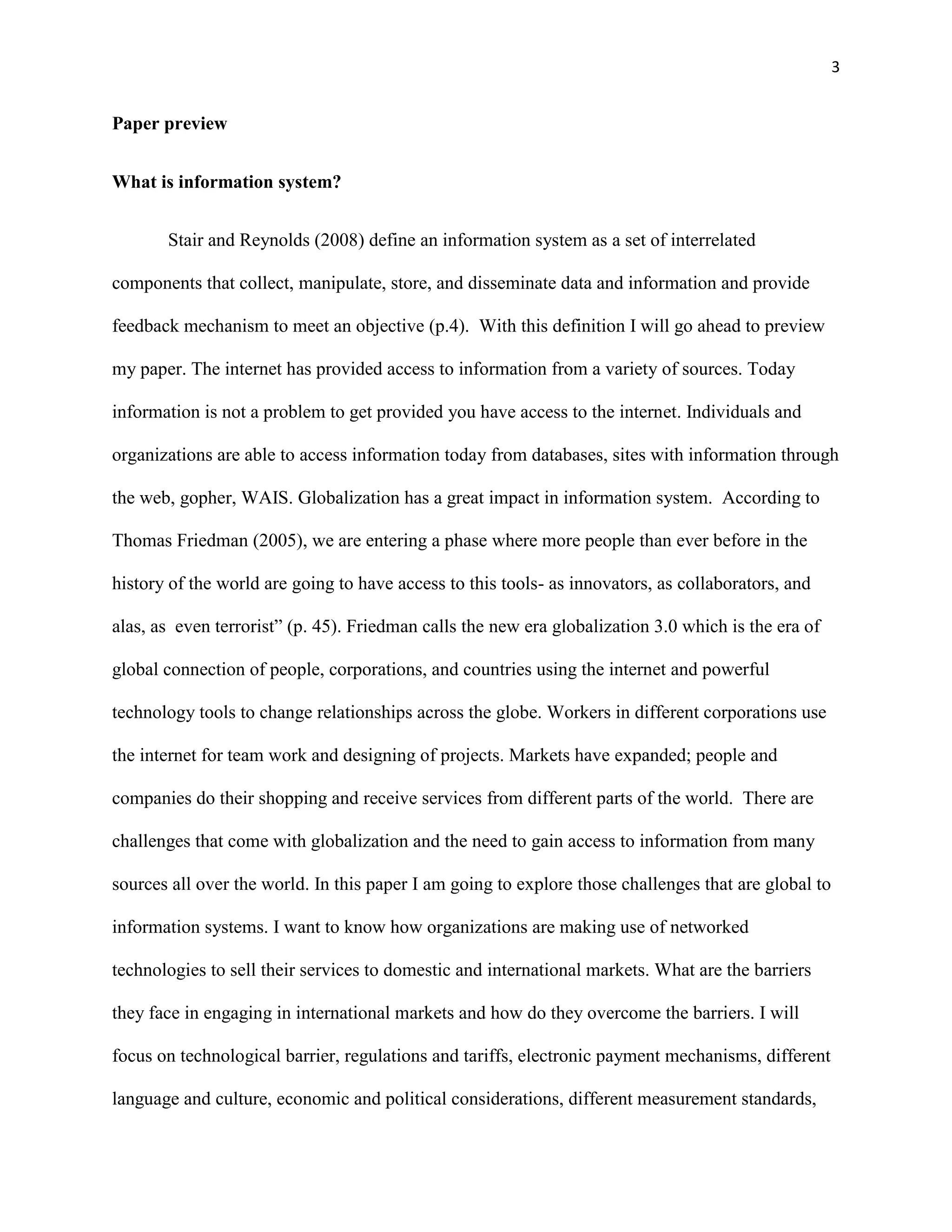 Global challenges in information systems Spring 2009, BIS 221 Mr ...