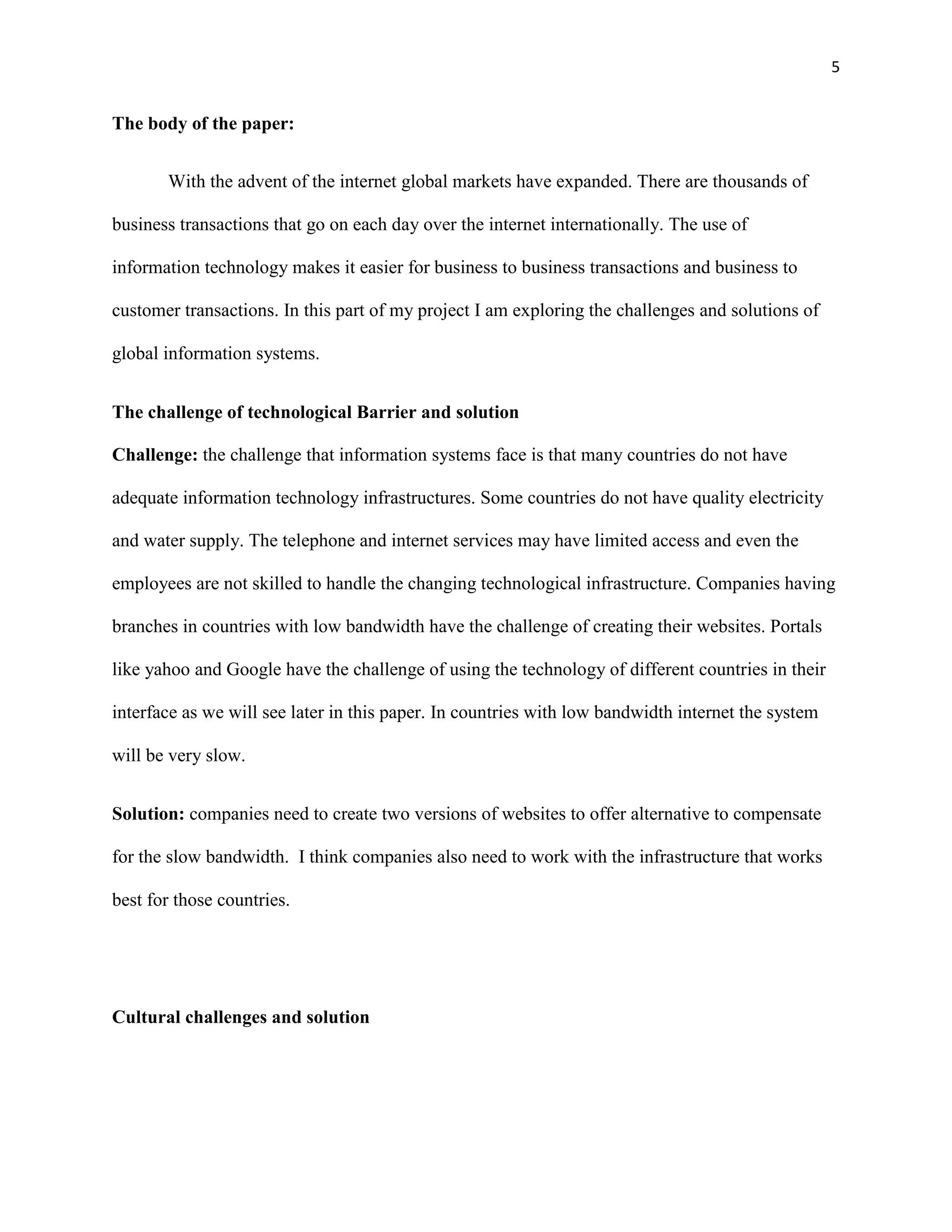 Global challenges in information systems Spring 2009, BIS 221 Mr ...