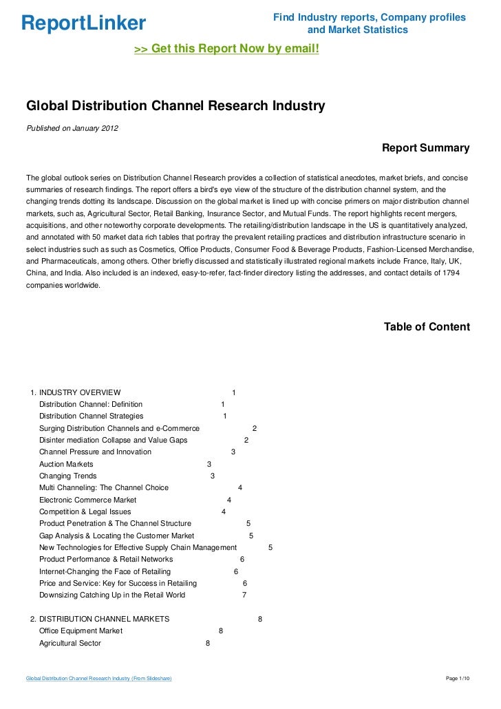 Global Distribution Channel Research Industry