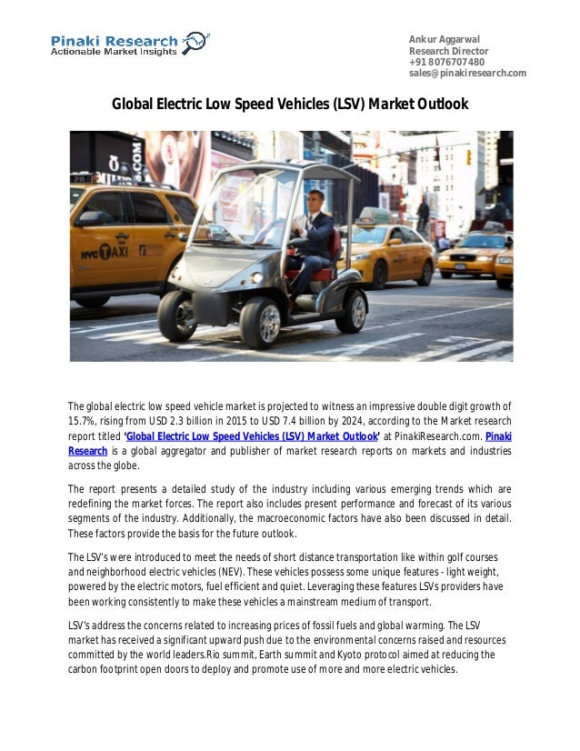 Global Electric Low Speed Vehicles (LSV) Market Outlook
